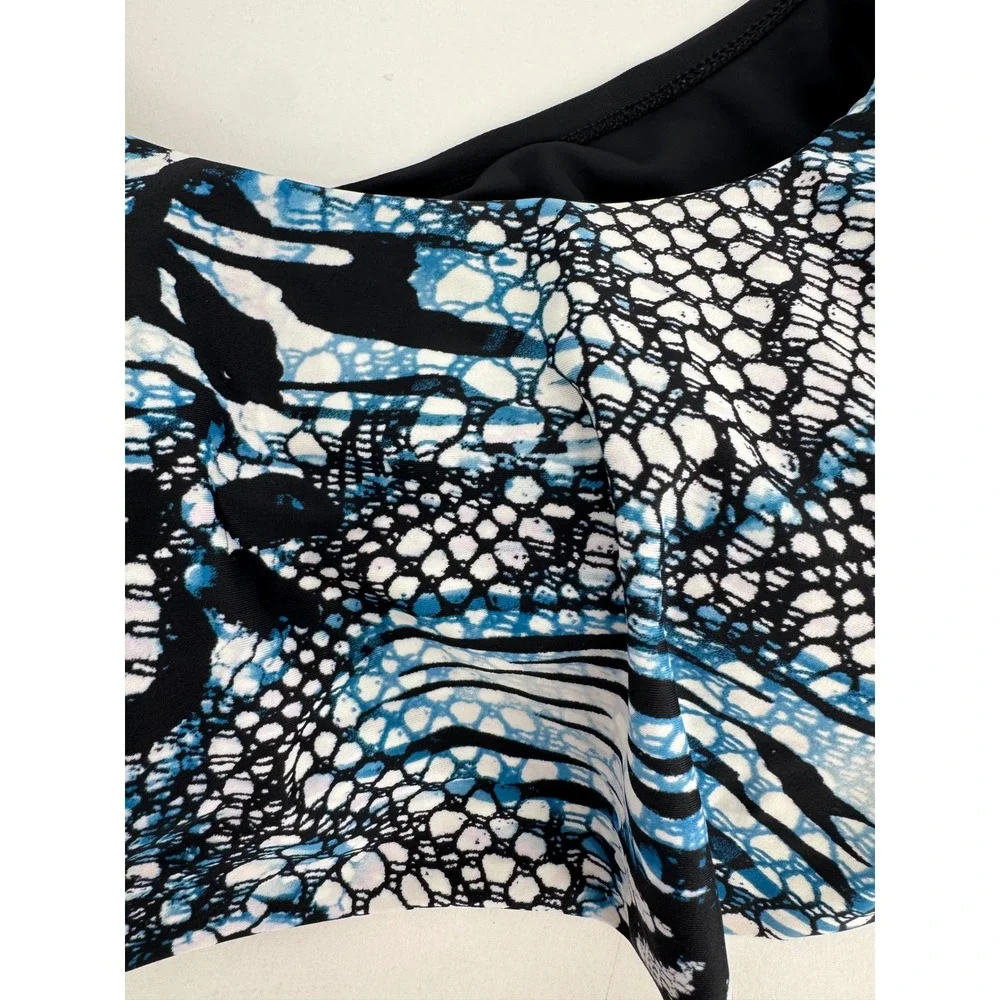 Swimsuits For All Blue Black Reptile Print Ruffle Tiered Bikini Top Sz 22W